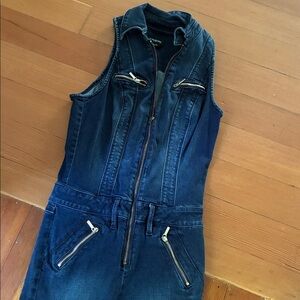 bebe Dark Blue Denim Jumpsuit